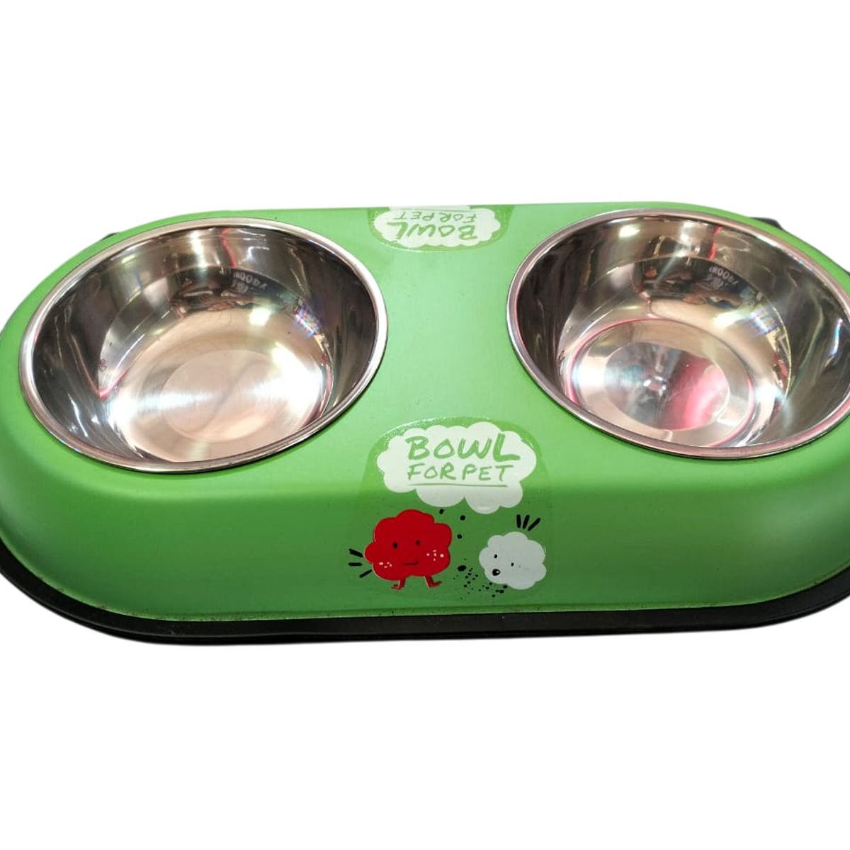 GENERICO - Plato doble color verde para mascotas perros o gatos