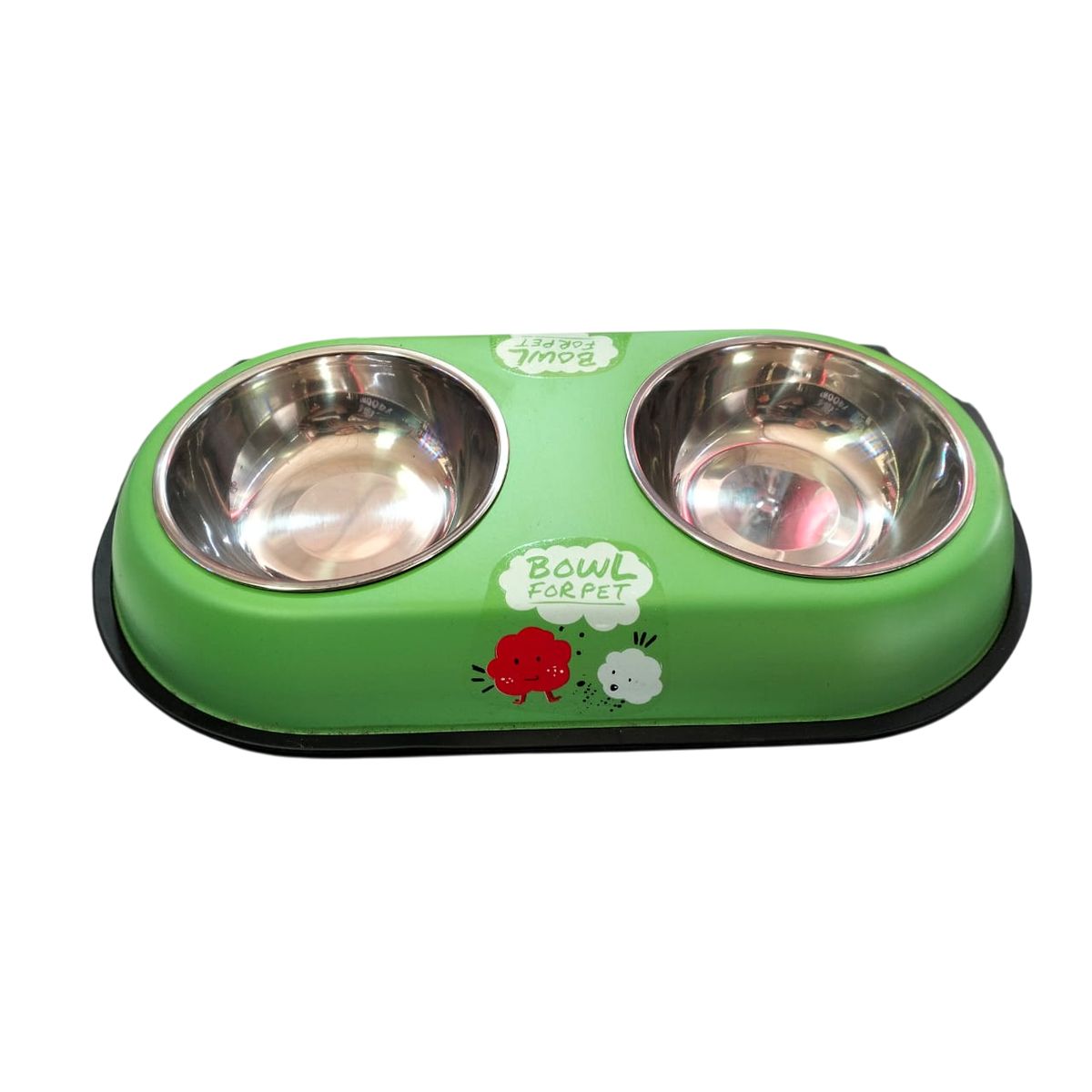 GENERICO - Plato doble color verde para mascotas perros o gatos