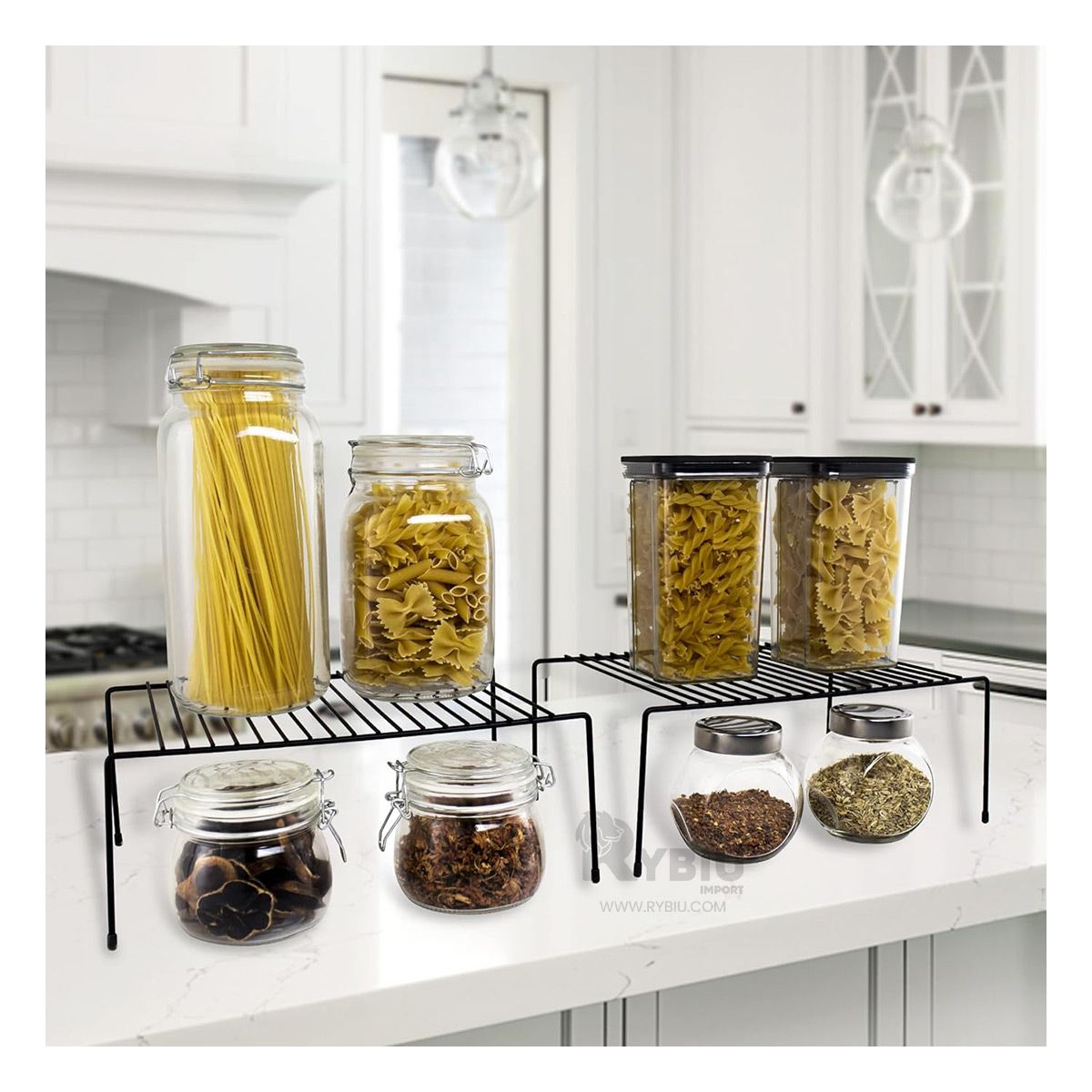 RYBIU IMPORT - Separador de Gaveta Expandible de 4 Patas en Color Negro