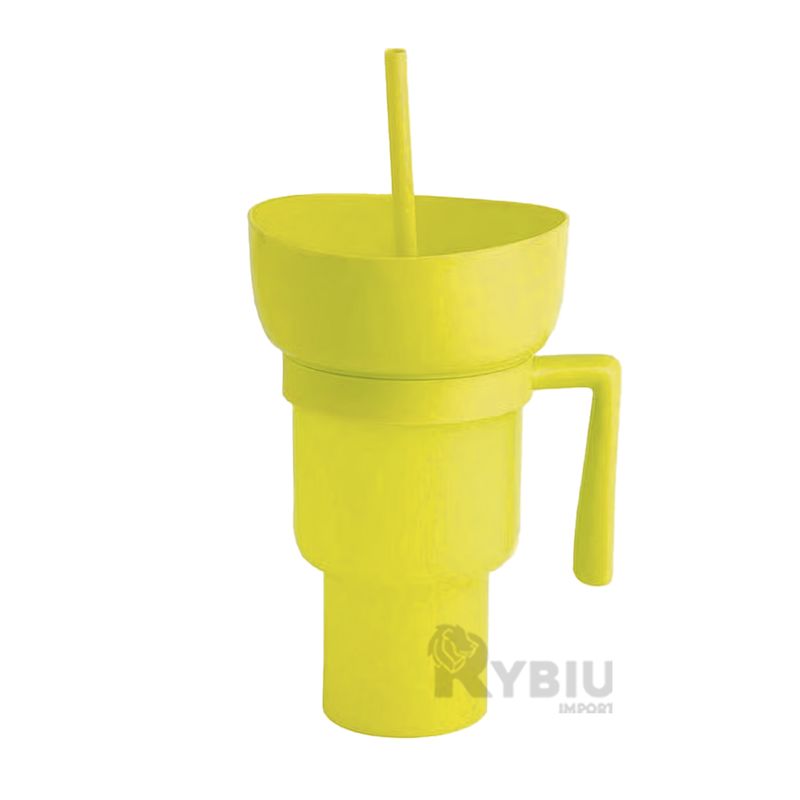 GENERICO - Taza para Refresco en Tono Amarillo Y+Banderitas Adhesivas