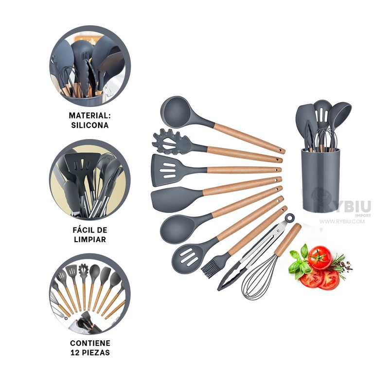 RYBIU IMPORT - Cucharones para Mover de Color Gris Y+Ligas de Regalo