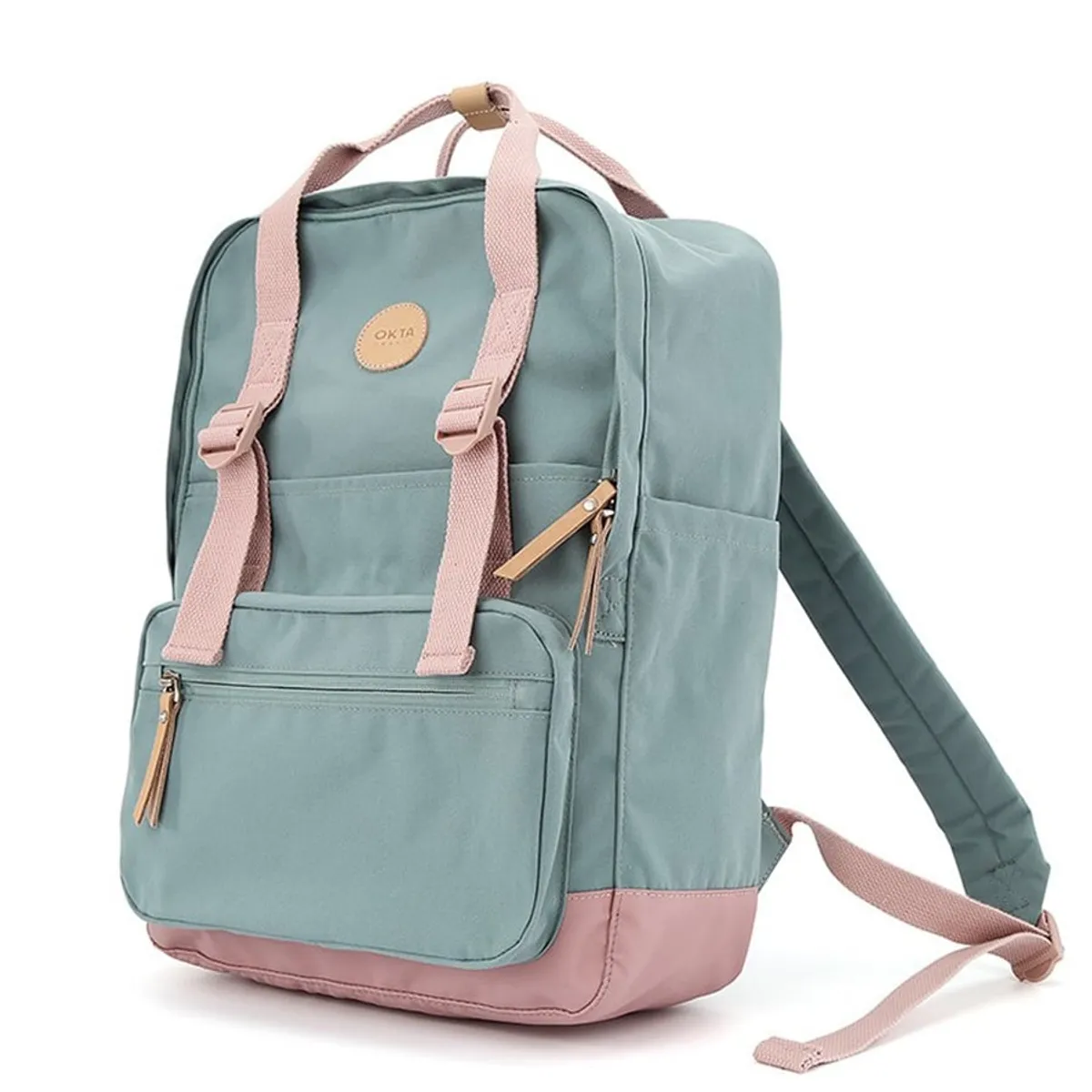 HIMAWARI - Himawari - Mochila escolar o de viaje porta Laptop - Verde y Rosa