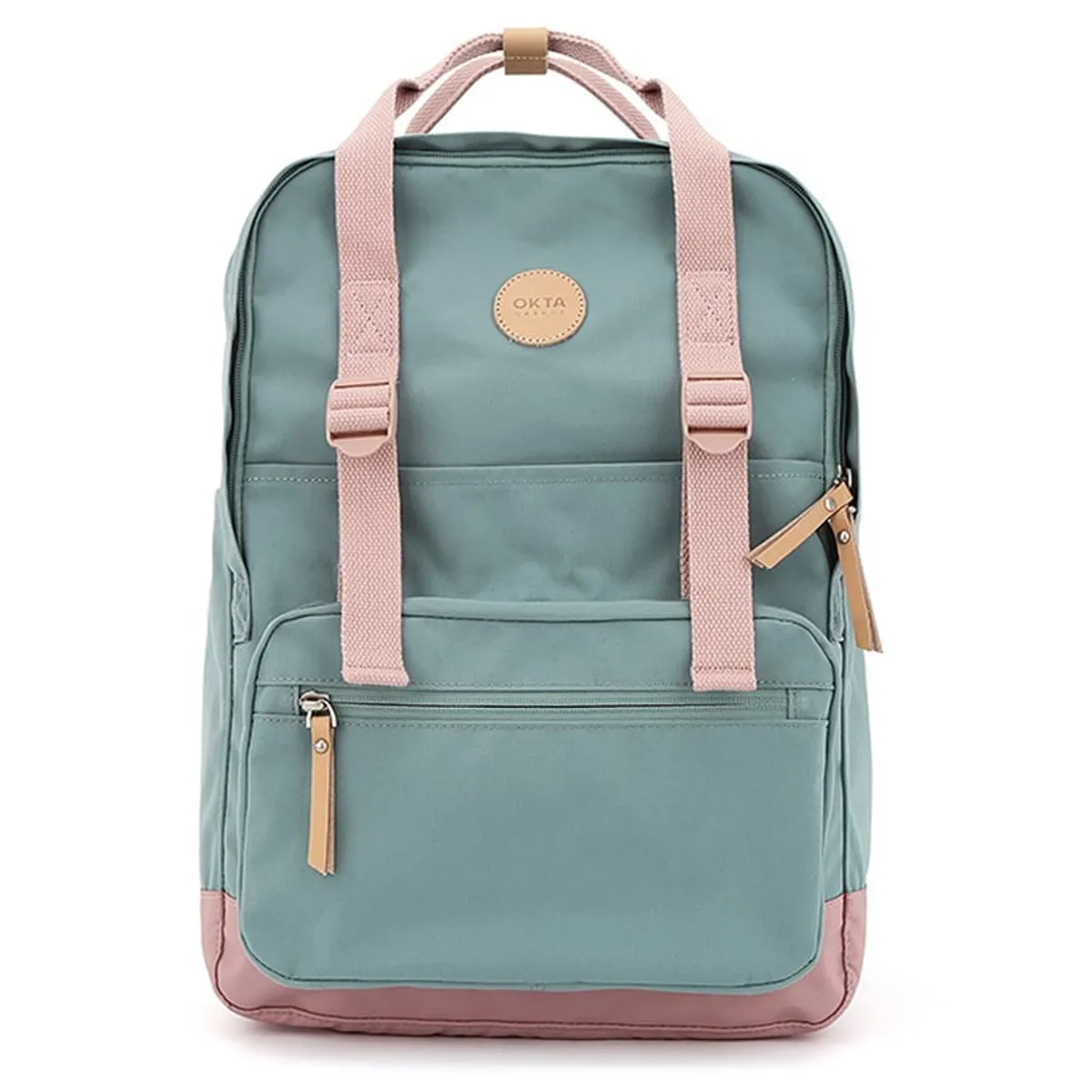 HIMAWARI - Himawari - Mochila escolar o de viaje porta Laptop - Verde y Rosa
