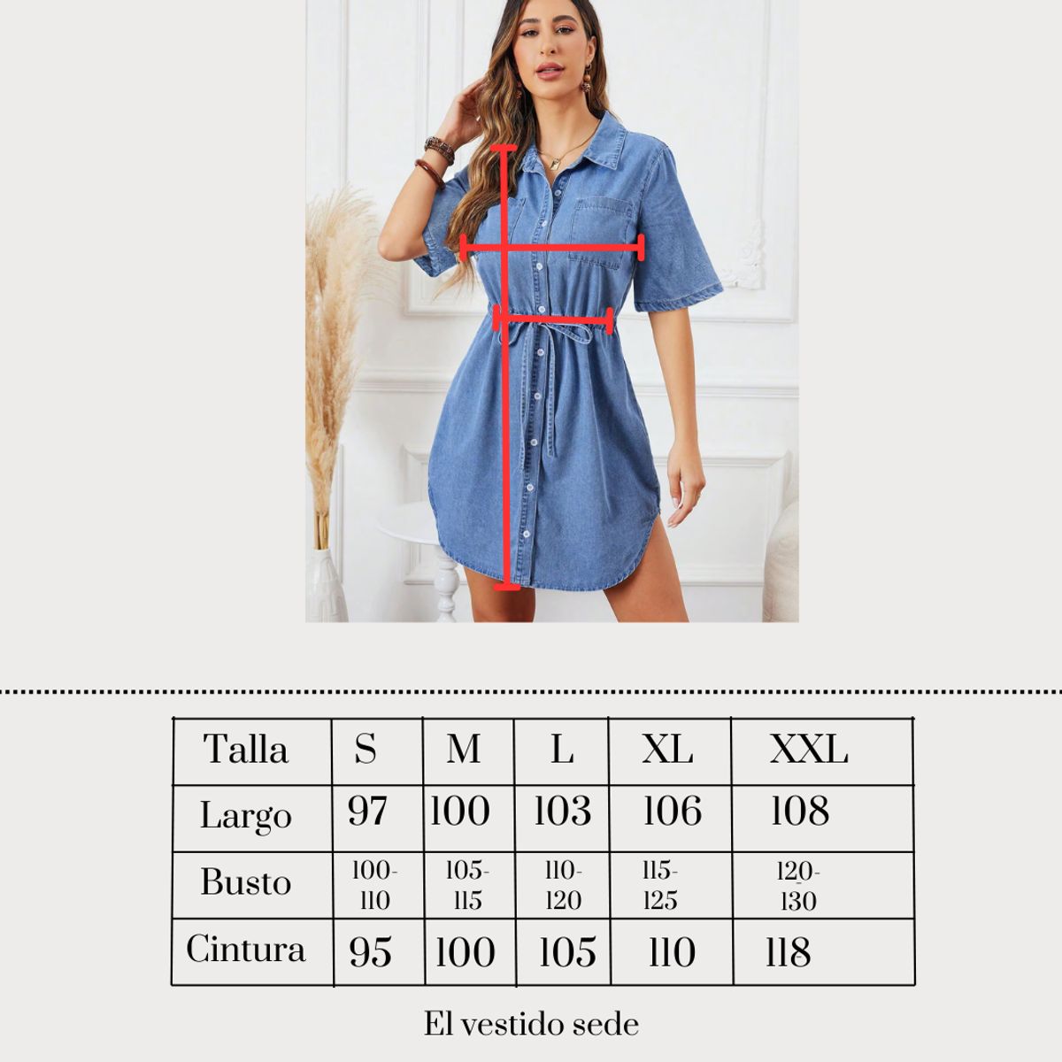 GENERICO - Vestido Camisero de Jean con botones