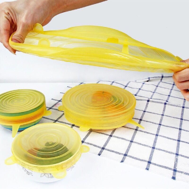 TODO FIT - Tapas de Silicona Elásticas 6 Tamaños de Fundas para Tazones Amarillo