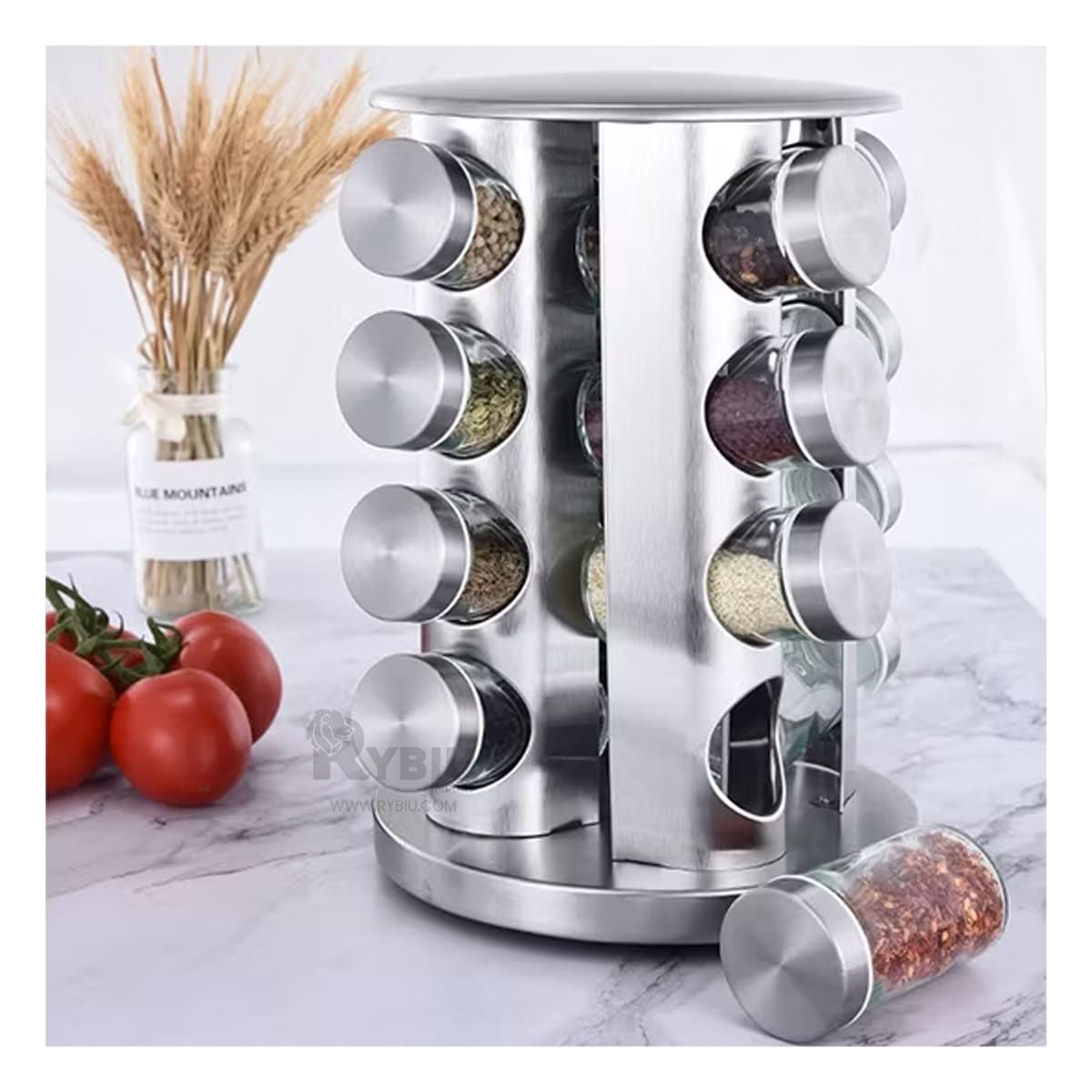 RYBIU IMPORT - Especiero Giratorio en Forma Circular Y+Ligas de Regalo