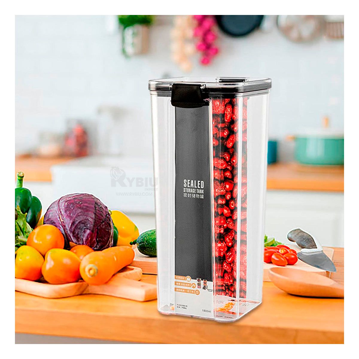 RYBIU IMPORT - Frasco Duradero para Cocina de 24x9 cm Y+Regalo Stickers