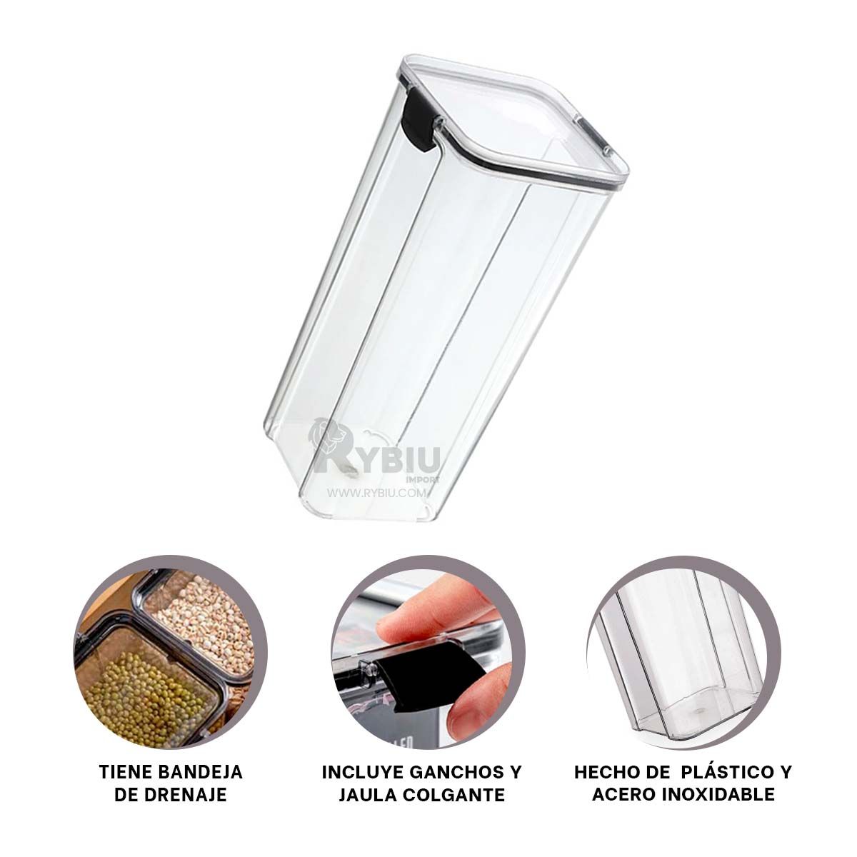 RYBIU IMPORT - Frasco Duradero para Cocina de 24x9 cm Y+Regalo Stickers