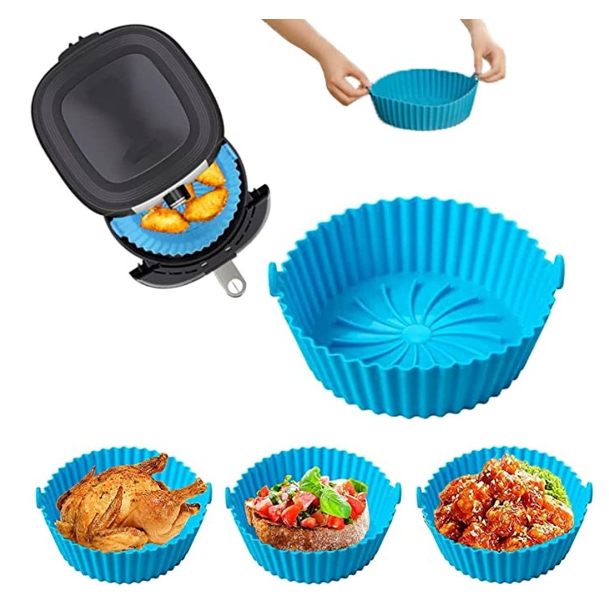 TODO FIT - Olla de Silicona para Freidora de Aire Reutilizables Antiadherentes