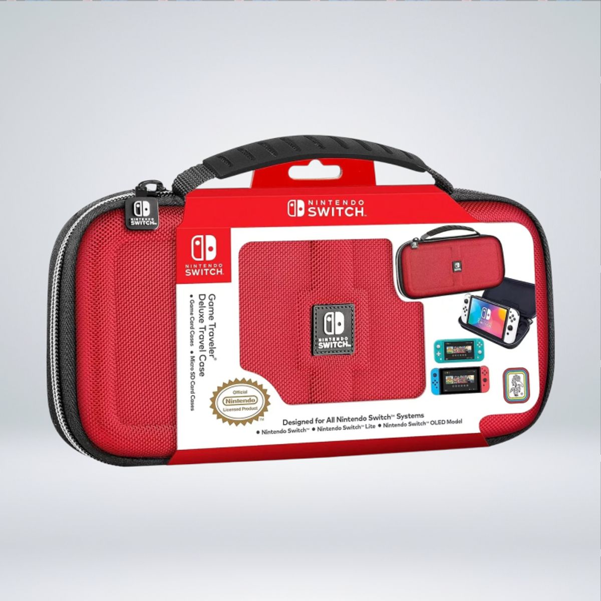 NINTENDO - PROTECTOR TRAVELER DELUXE TRAVEL CASE RED BLACK 1680D SWITCH OLED