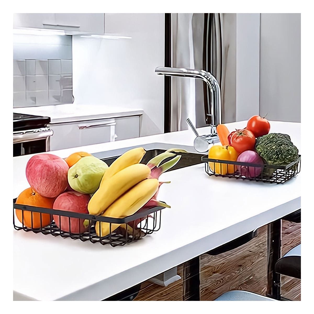 RYBIU IMPORT - Organizador para Fruta de 2 Alturas Negro Y+Gift MiniAgenda