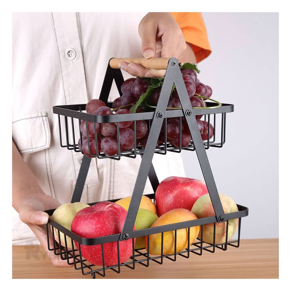 GENERICO - Frutero Practico de 2 Partes en Negro Y+Papel de Regalo