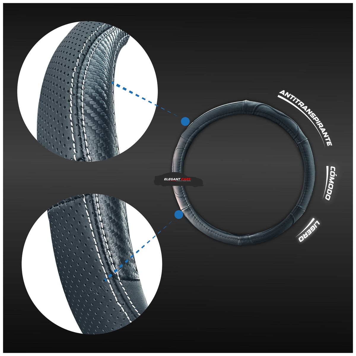JET - Forro De Timon Premiun Cuero Con Fibra 37-38Cm