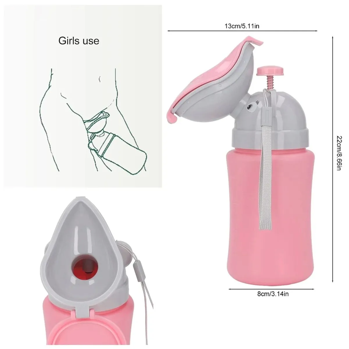 TODO FIT - Bacín Portátil para Niñas Urinario de Emergencia Rosado