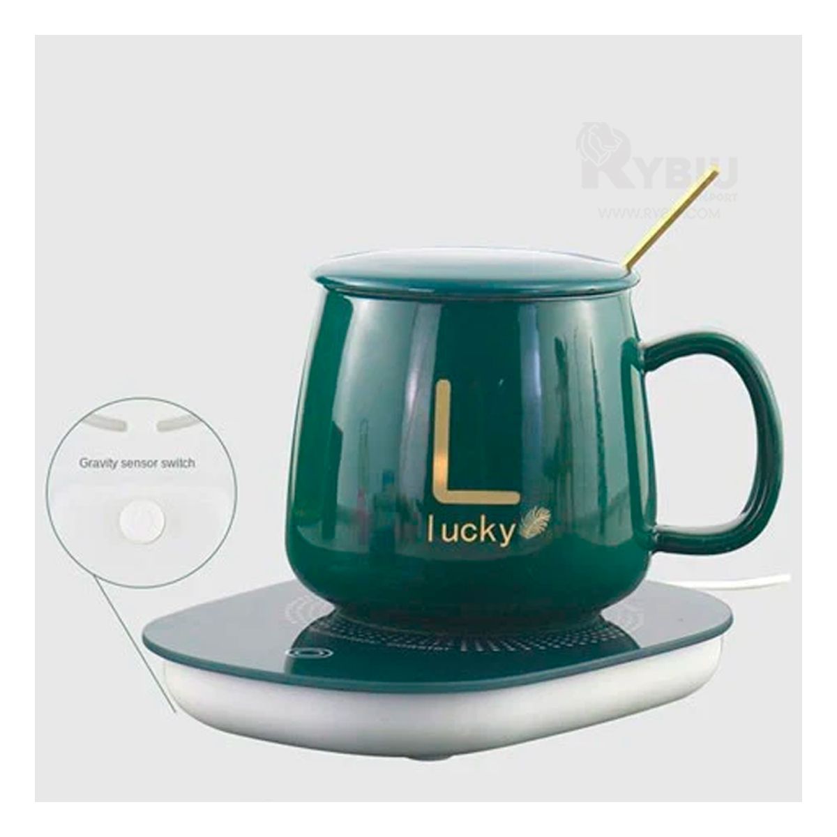 RYBIU IMPORT - Calentador con Taza de Ceramica Termica en Color Verde