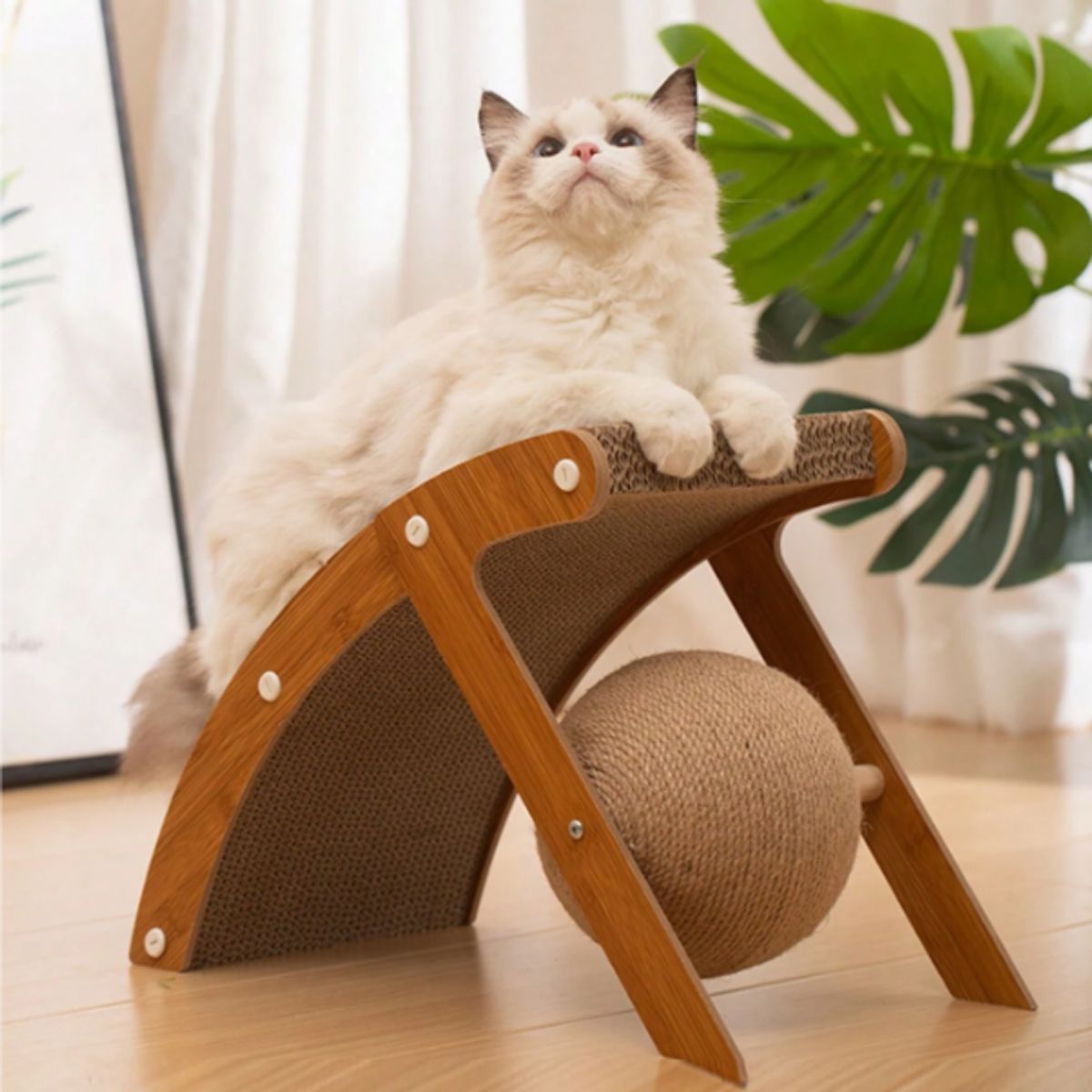 GENERICO - Rascador Curvo para Gato con Bola