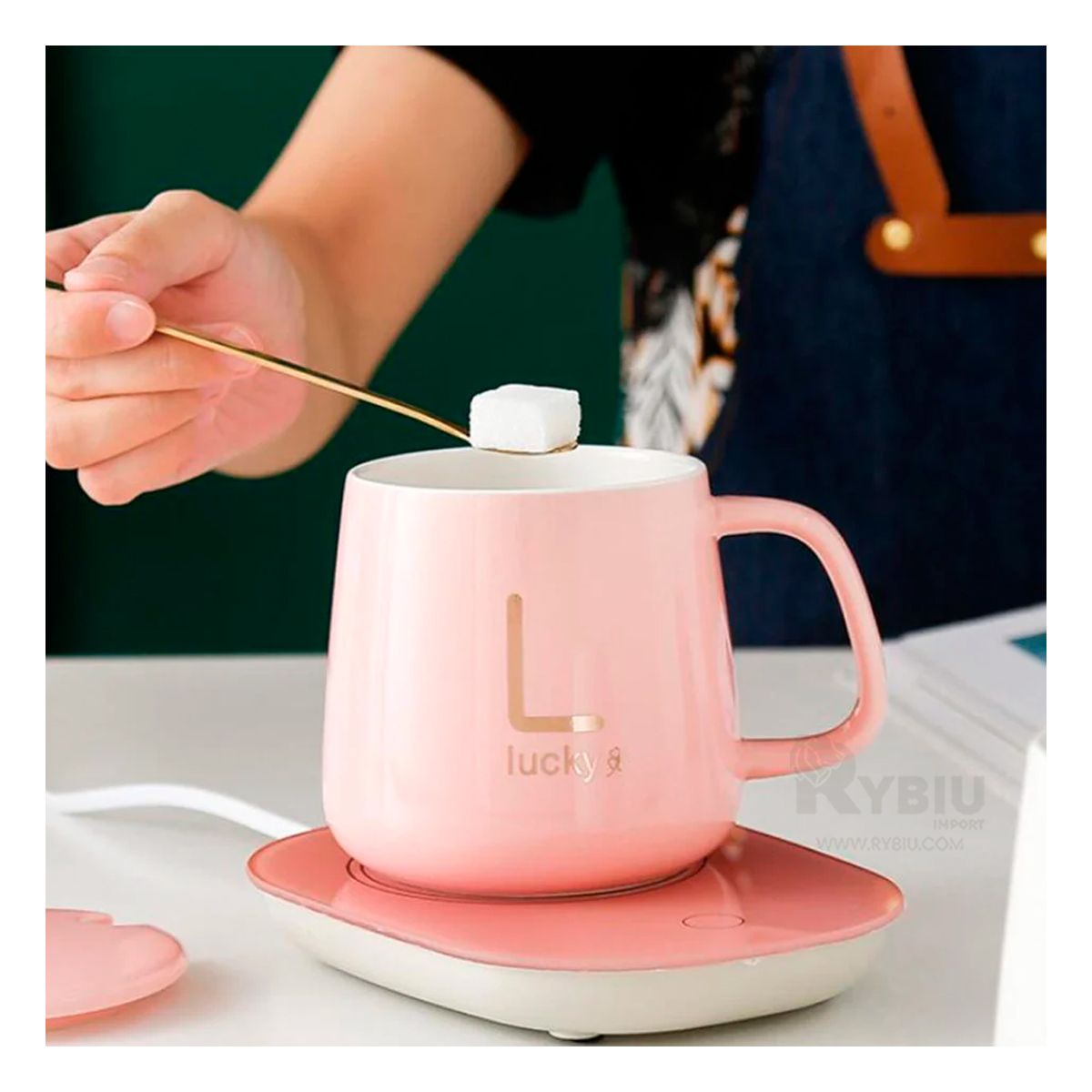 RYBIU IMPORT - Calentador Funcional de Tazas en Rosado Y+Regalo Agendita