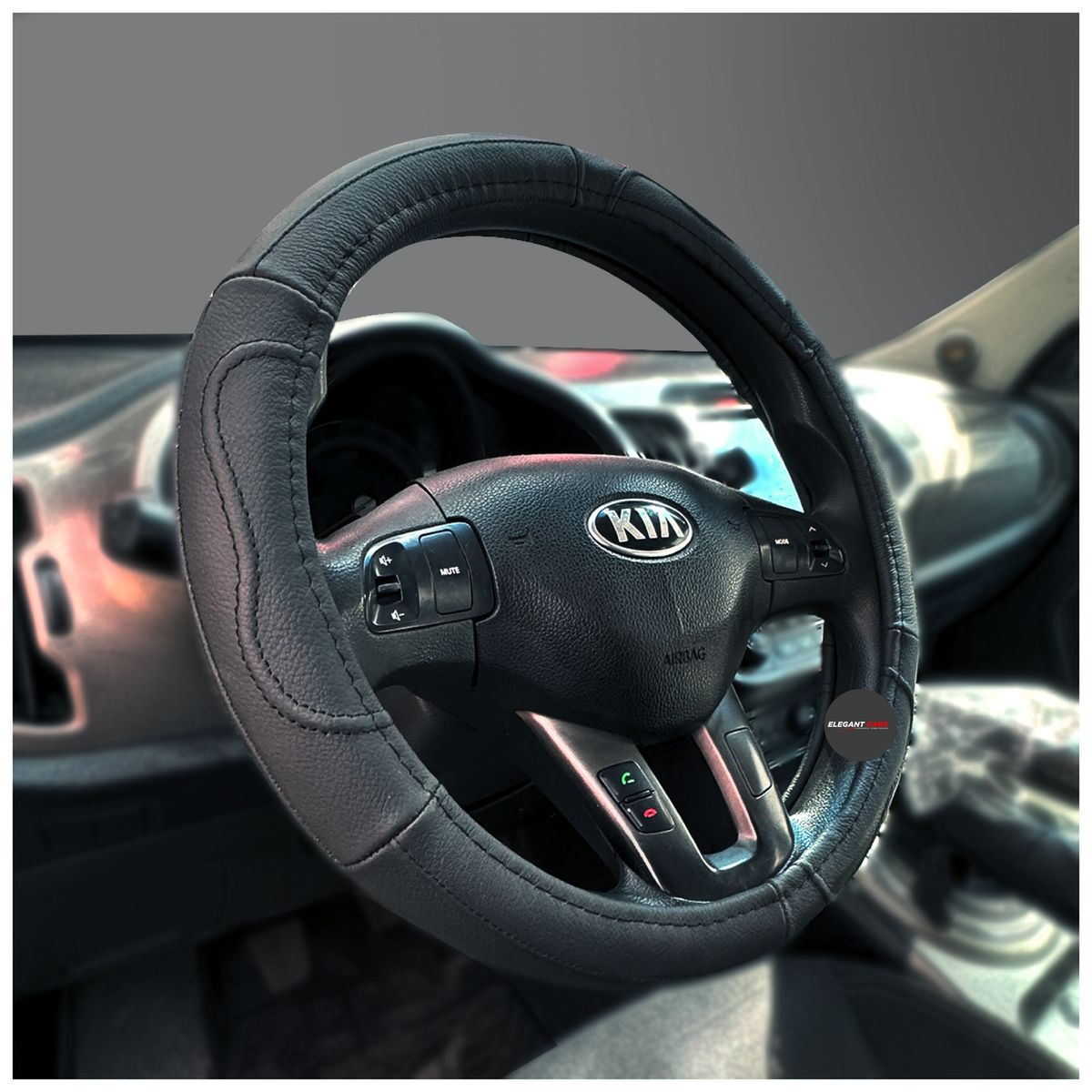 JEF - Forro De Timon Elegante Cuero Negro 37-38CM