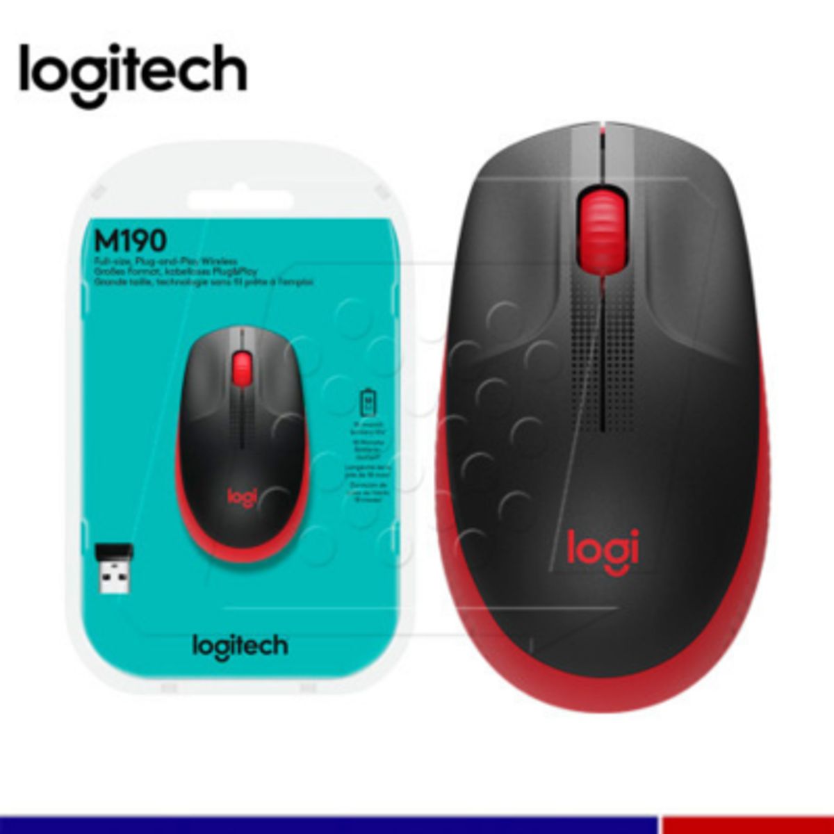 LOGITECH - MOUSE LOGITECH M190 WIRELESS FULL-SIZE RED