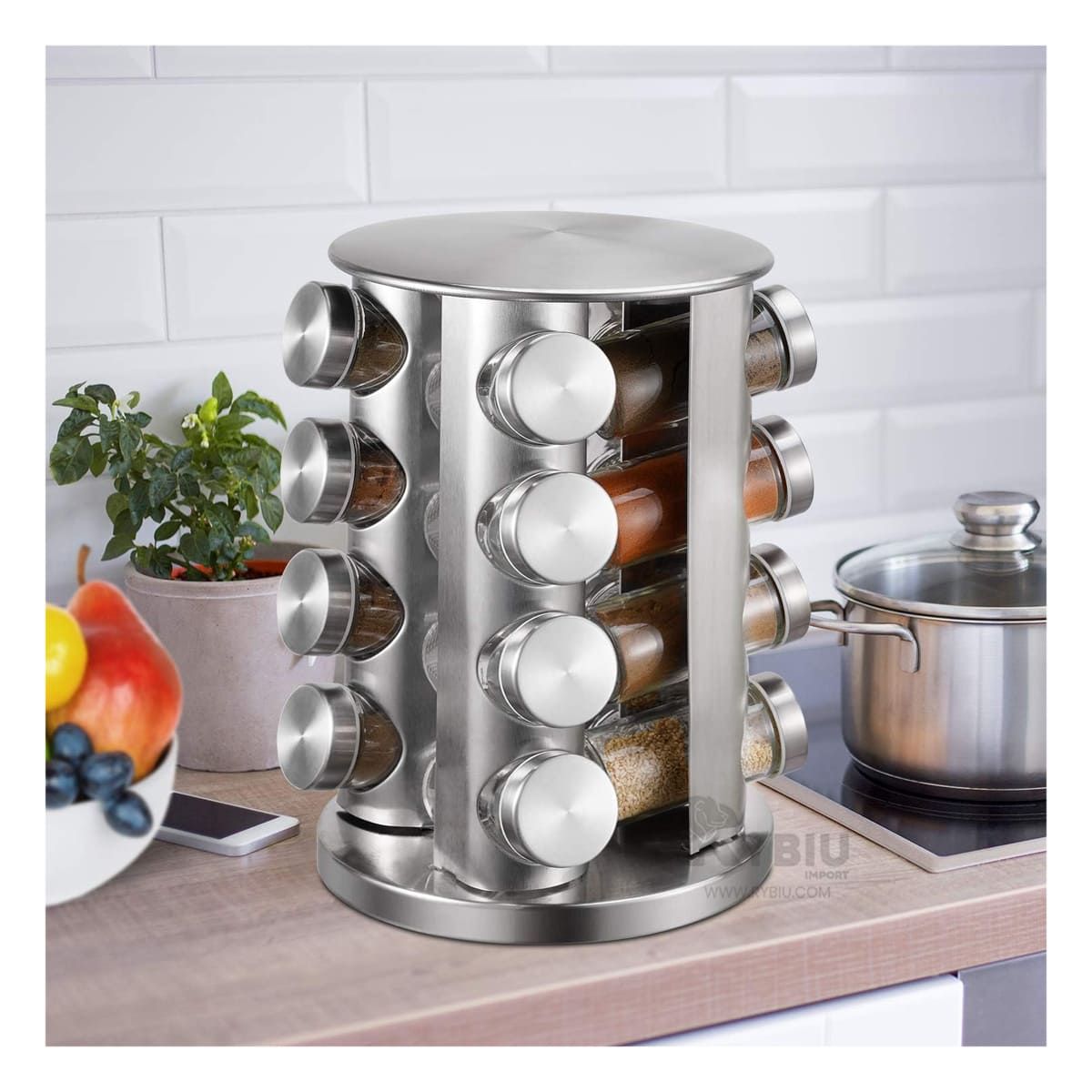 GENERICO - Organizador 16 Potes de Especias Circular Y+Regalo Stickers