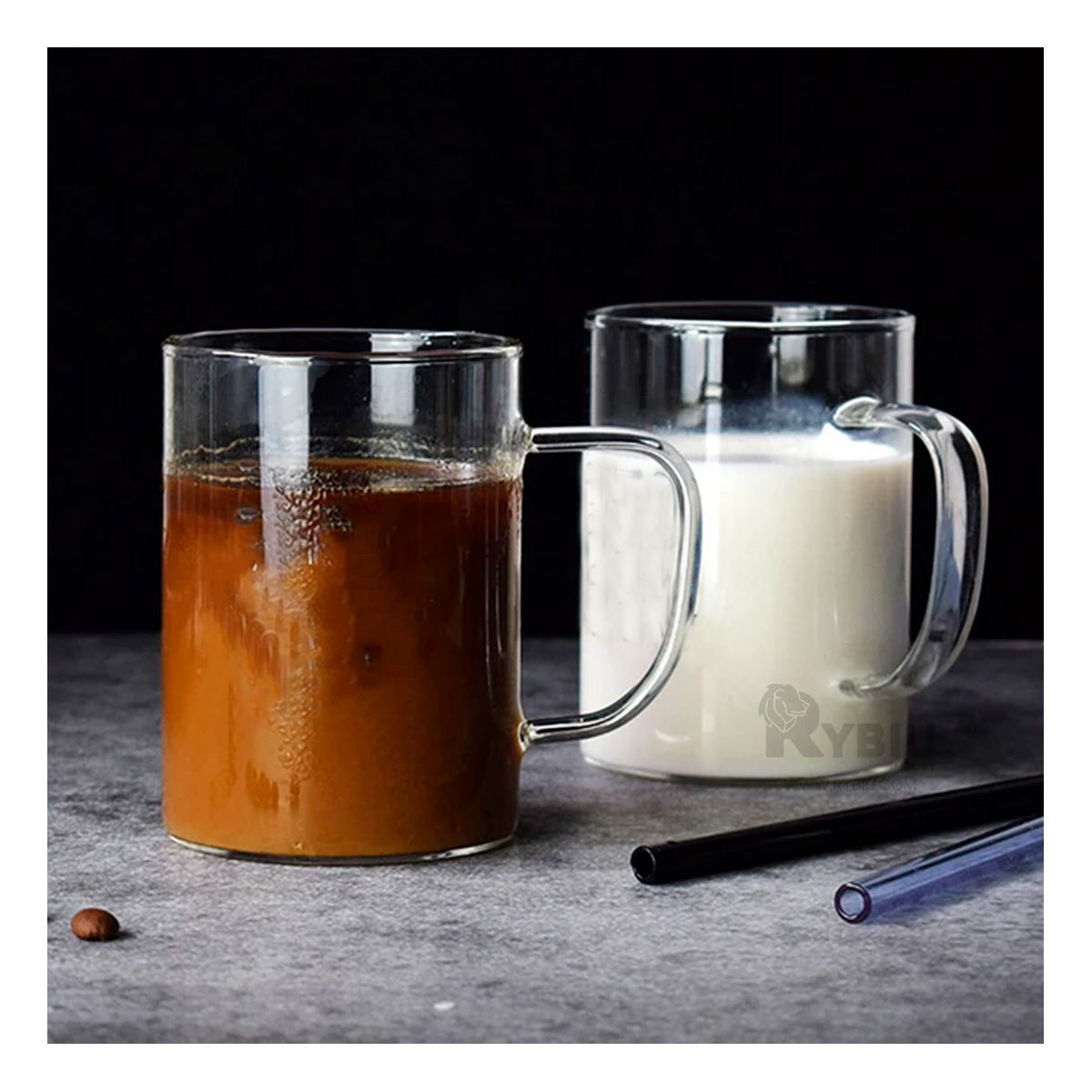 GENERICO - Vaso Duro 400ML en Transparente Y+Regalo Ligas para Peinar