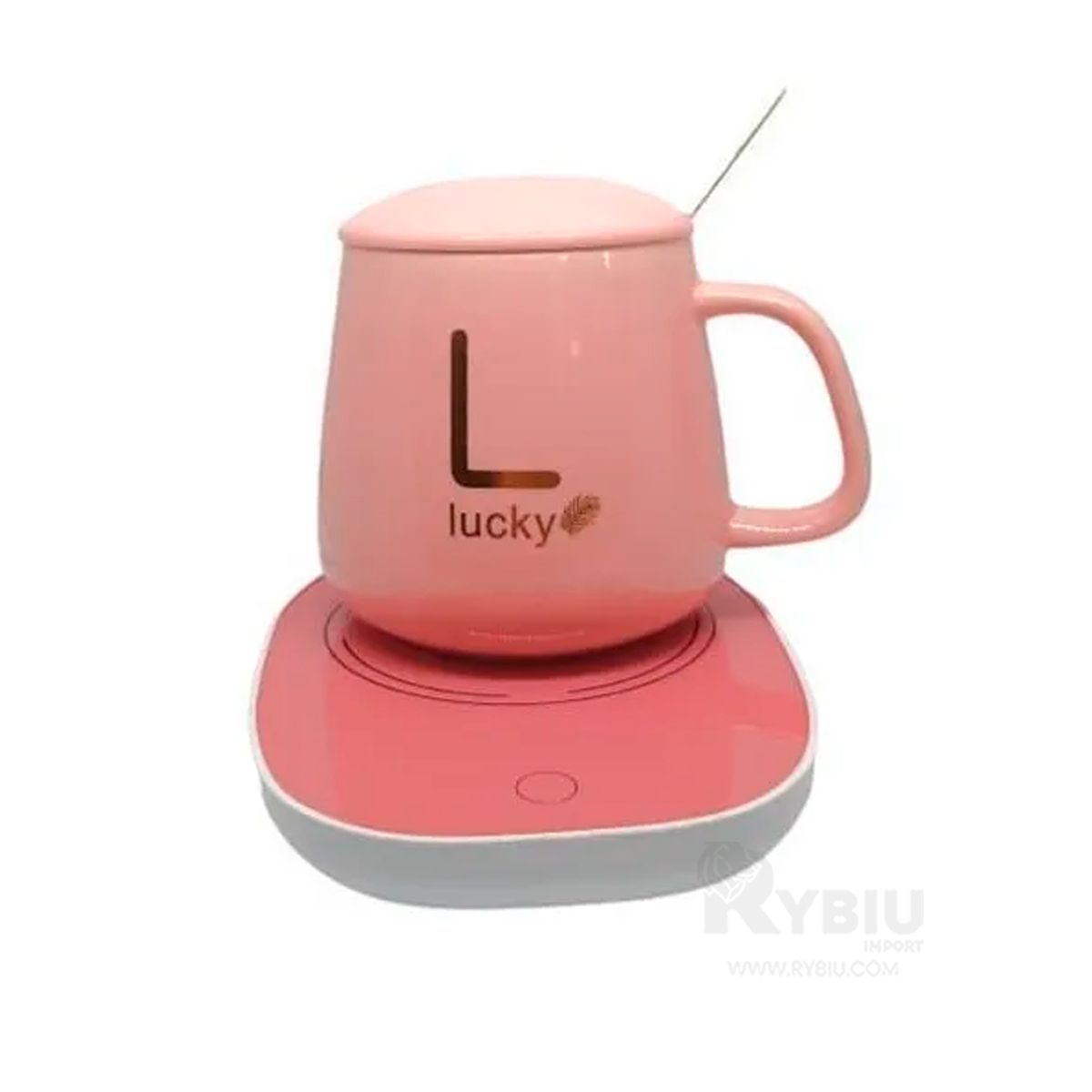 RYBIU IMPORT - Calentador con Taza de Ceramica Termica en Color Rosado