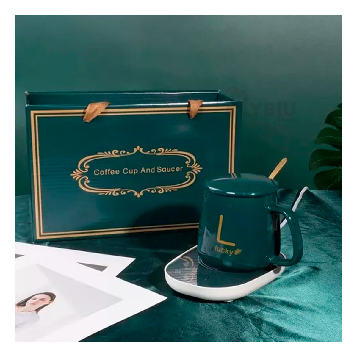 RYBIU IMPORT - Calentador Util y Termico en Color Verde Y+Papel de Regalo