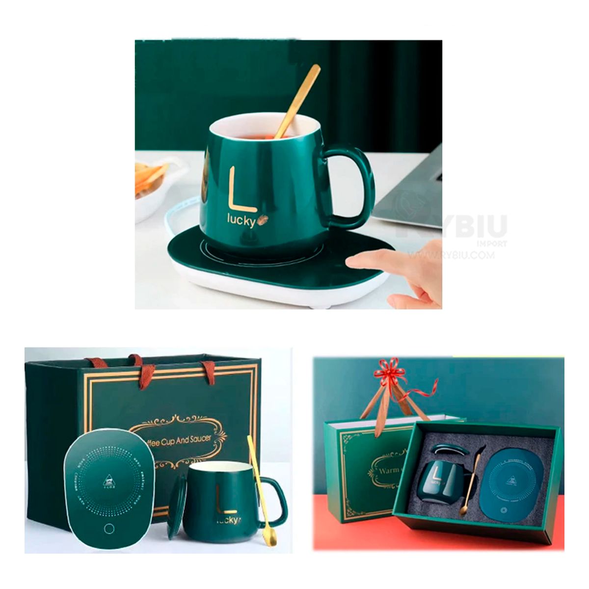 RYBIU IMPORT - Calentador Util y Termico en Color Verde Y+Papel de Regalo