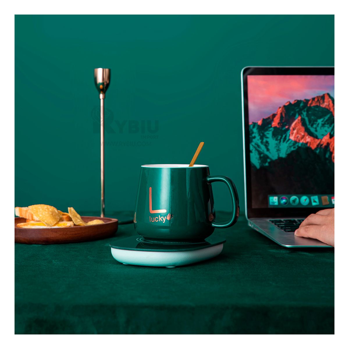 RYBIU IMPORT - Kit Calido de Taza en Caja Color Verde Y+Ligas de Regalo