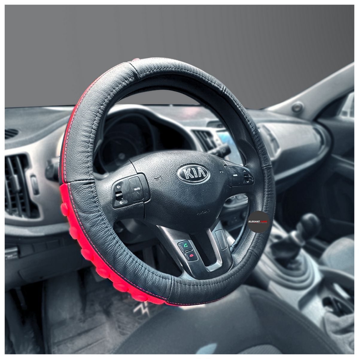 JET - Forro De Timón Cuero Antiestrés Rojo 37 38CM