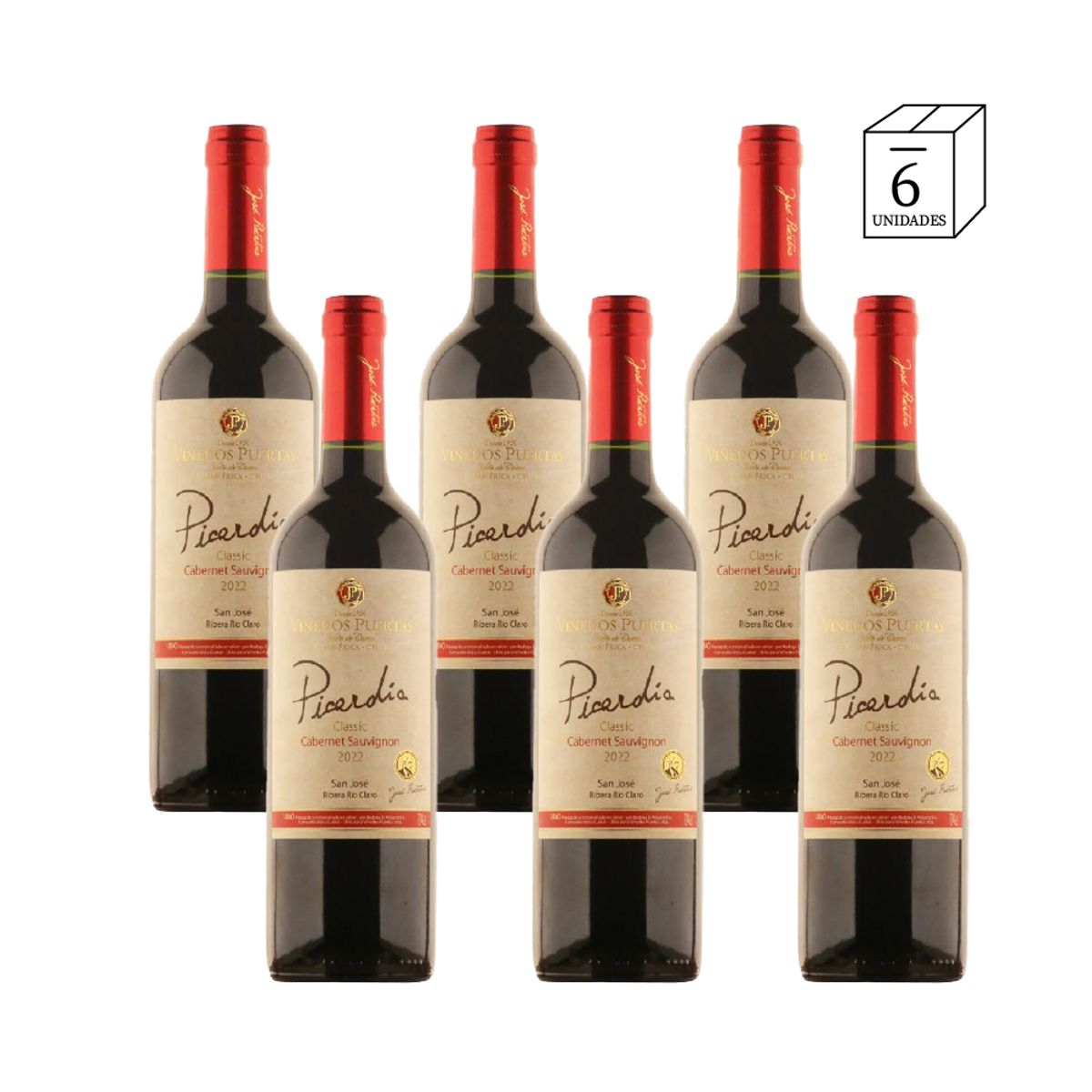 VIÑEDOS PUERTAS - Viñedos puertas - Picardía Cabernet Sauvignon 750ml CAJA x6