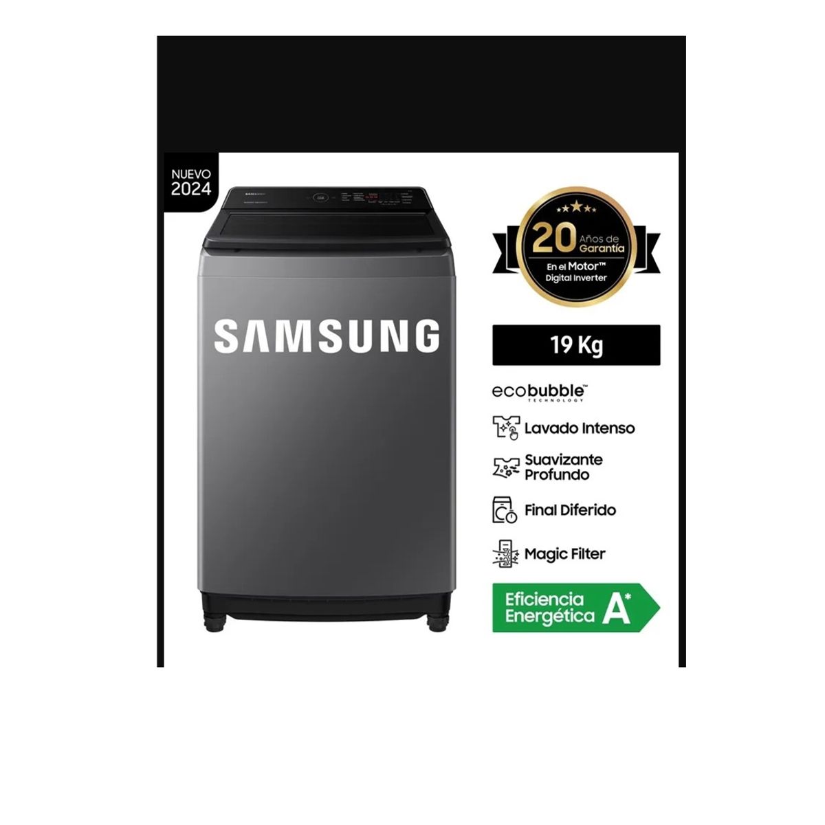 SAMSUNG - Lavadora Samsung Ecobubble™ 19Kg Plateada Wa19Cg6441Bdpe