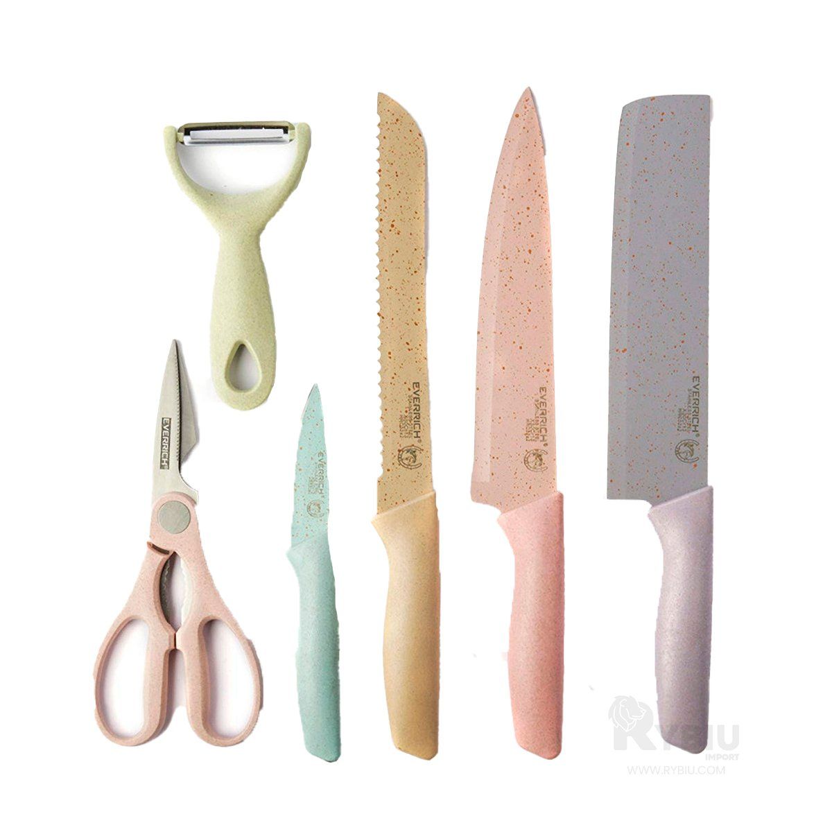 GENERICO - Set de Cuchillos de 6 Piezas de Calidad Multicolor