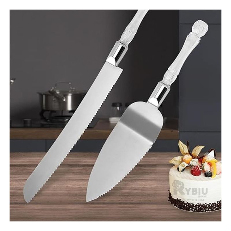 GENERICO - Set para Pastel y Espatula con Mango Acrilico - Metal