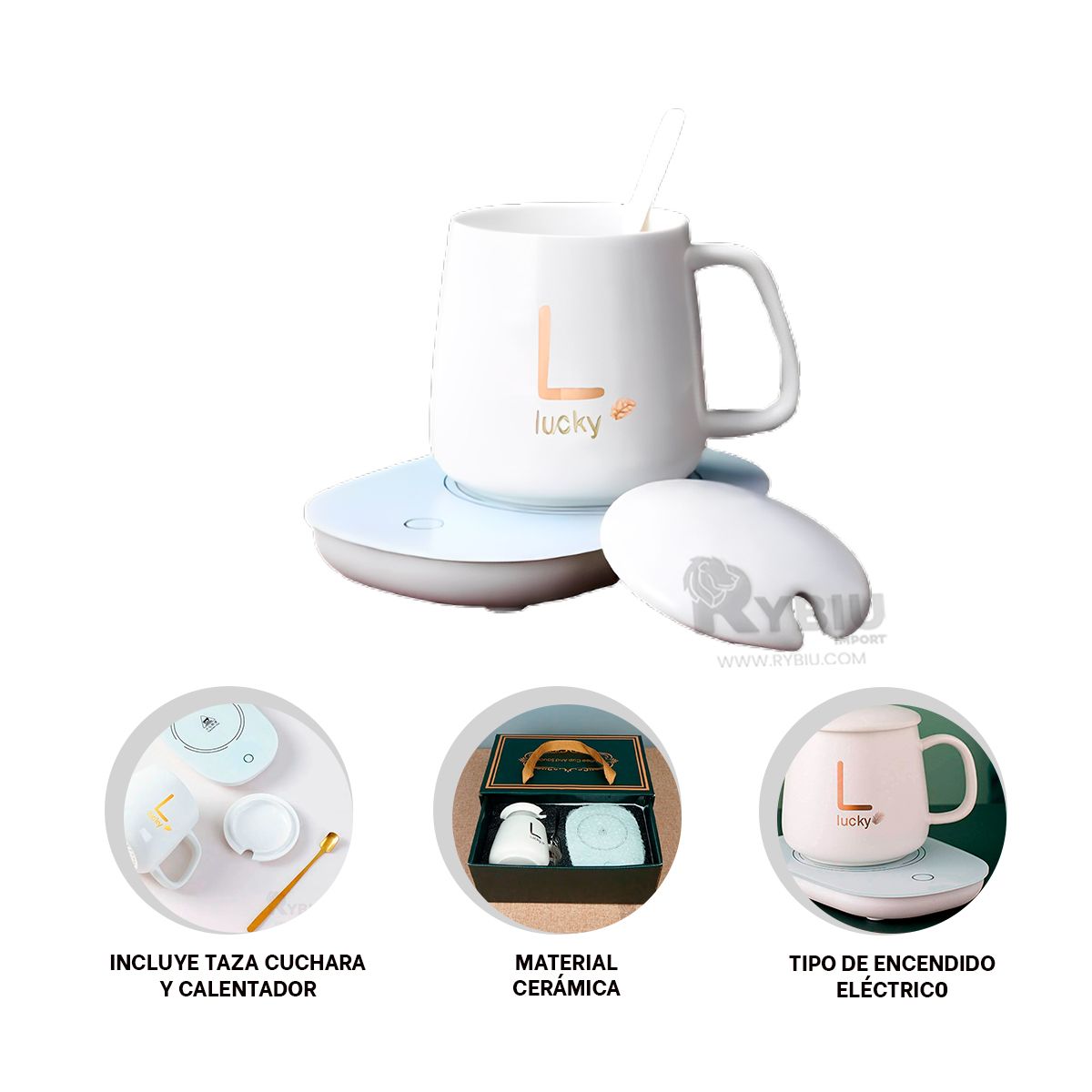 GENERICO - Calentador con Pocillo en Color Blanco Y+Papel de Regalo