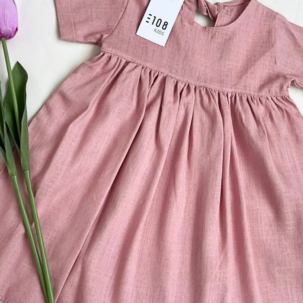 GENERICO - Vestido Niña Cuello Redondo Amalia Color Rosa Estacion 108