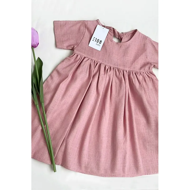 GENERICO - Vestido Niña Cuello Redondo Amalia Color Rosa Estacion 108