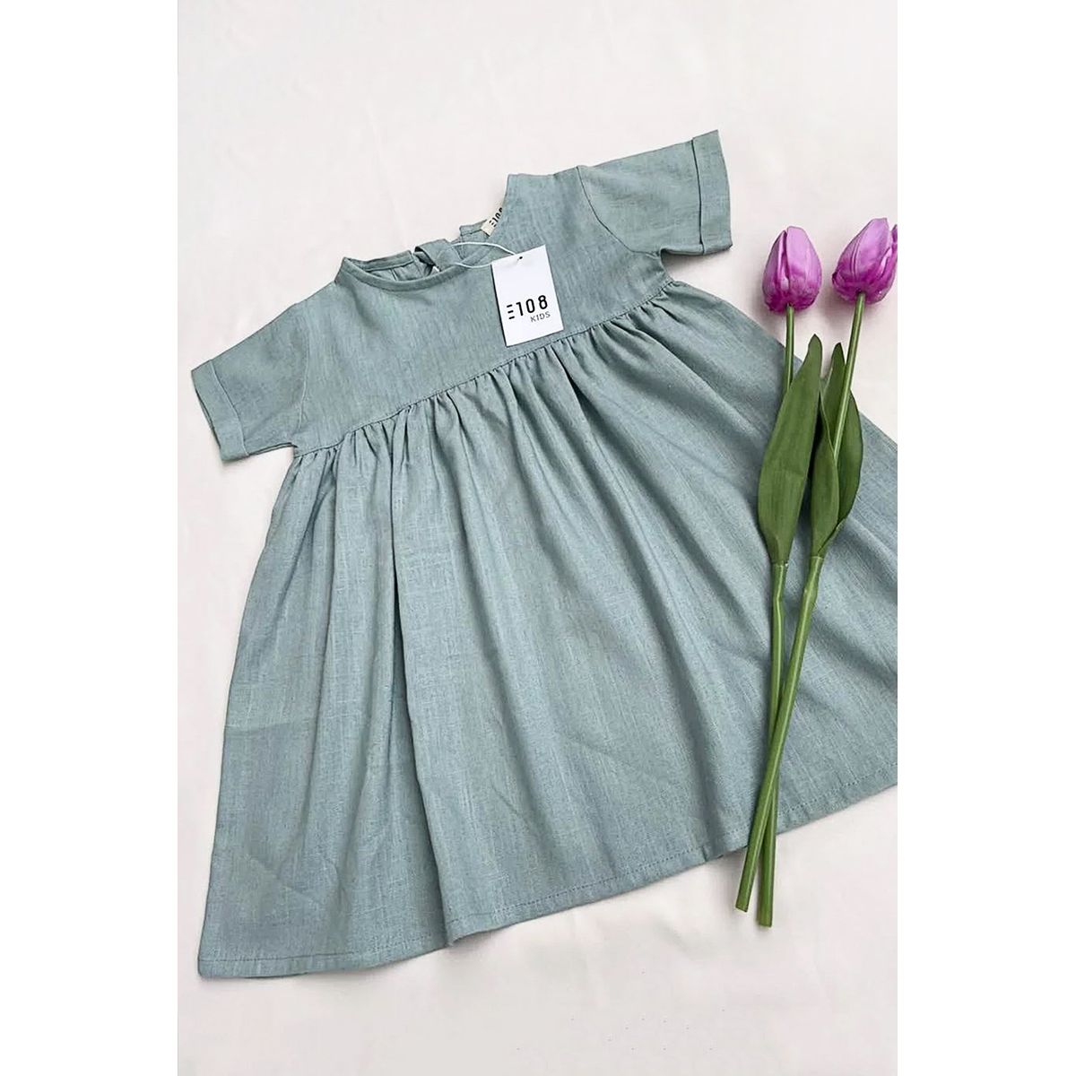 GENERICO - Vestido Niña Cuello Redondo Amalia Color Verde Estacion 108