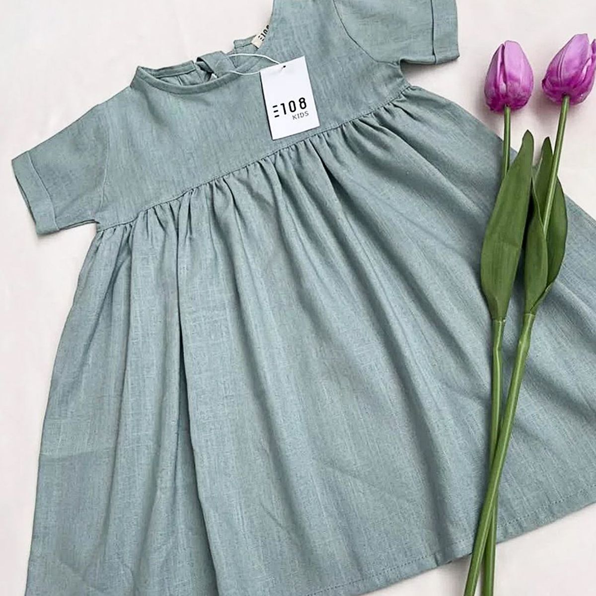 GENERICO - Vestido Niña Cuello Redondo Amalia Color Verde Estacion 108