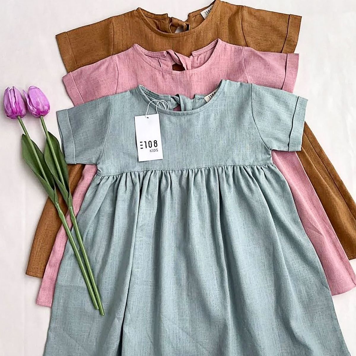 GENERICO - Vestido Niña Cuello Redondo Amalia Color Verde Estacion 108