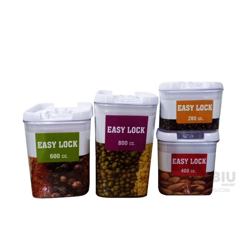 RYBIU IMPORT - Set 4 de Almacenamiento Acrilico con Tapa Blanca