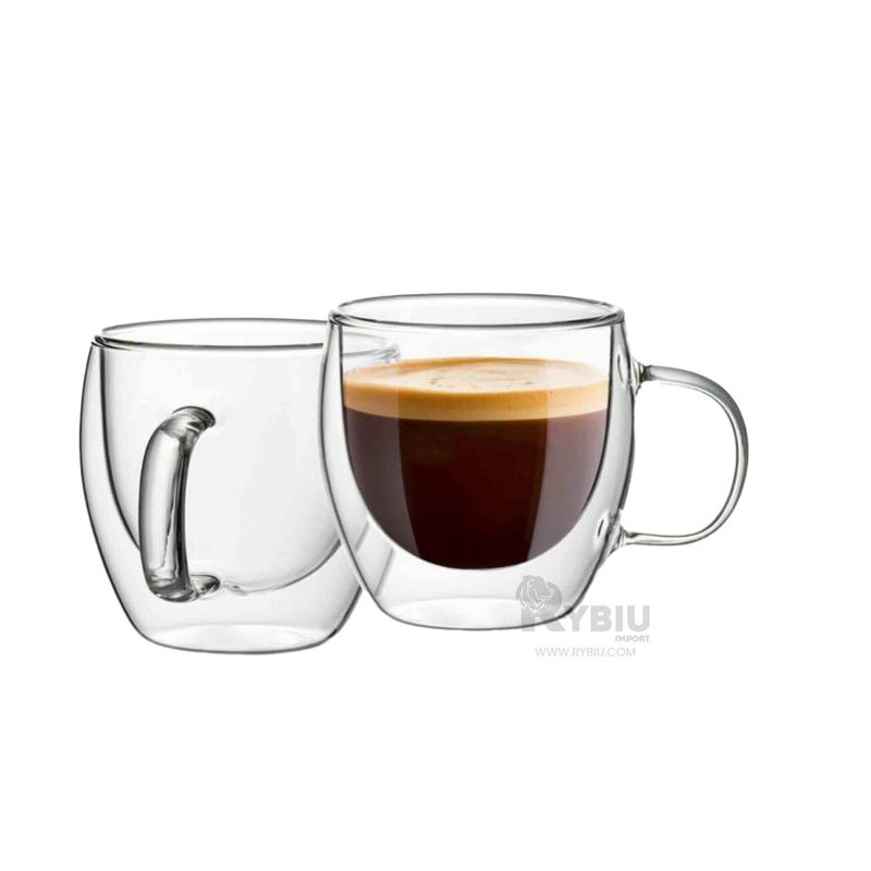GENERICO - Taza Elegante de Vidrio 100ML Asa Circular Y+Papel de Regalo