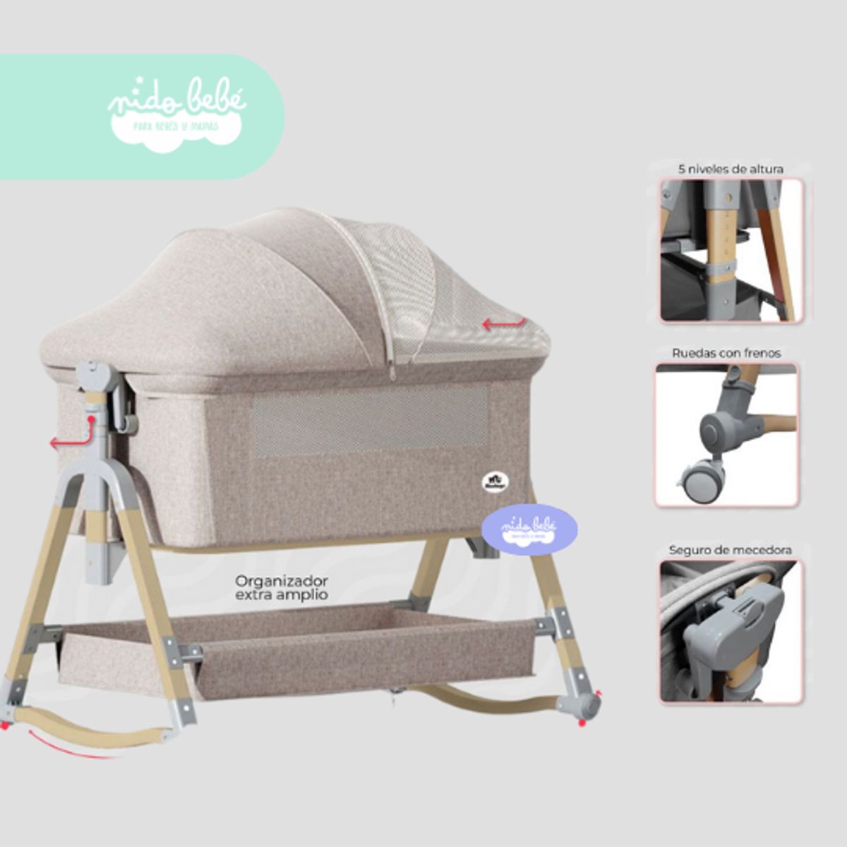 GENERICO - Cuna Colecho de bebe NEST BEIGE