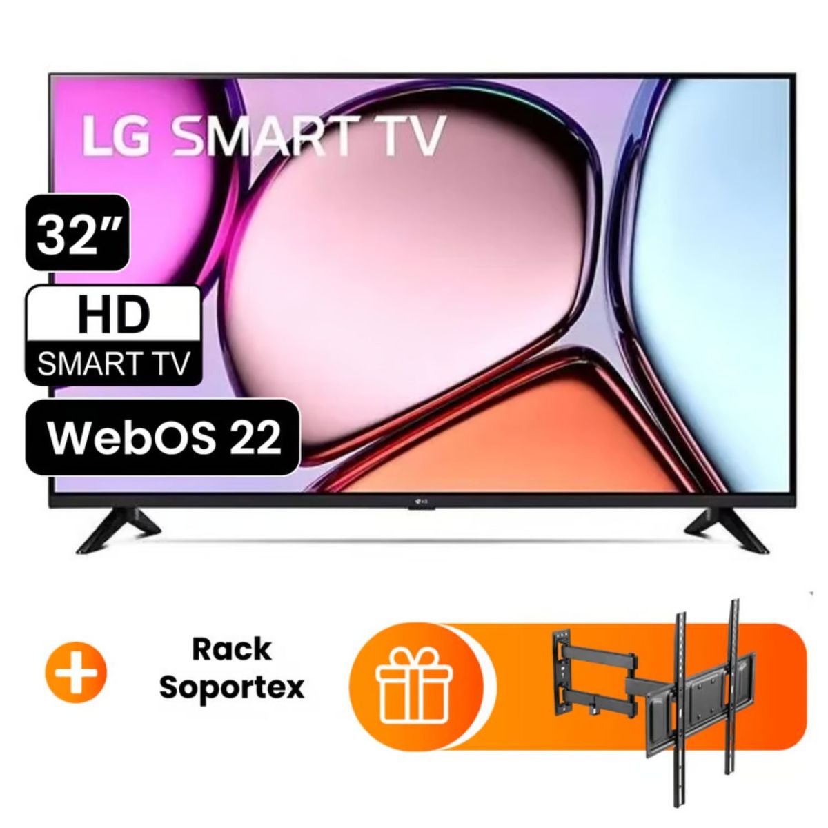 LG - Televisor LG 32 Pulg. LED Smart TV HD con Thinq AI 32LQ600BPSA + Rack
