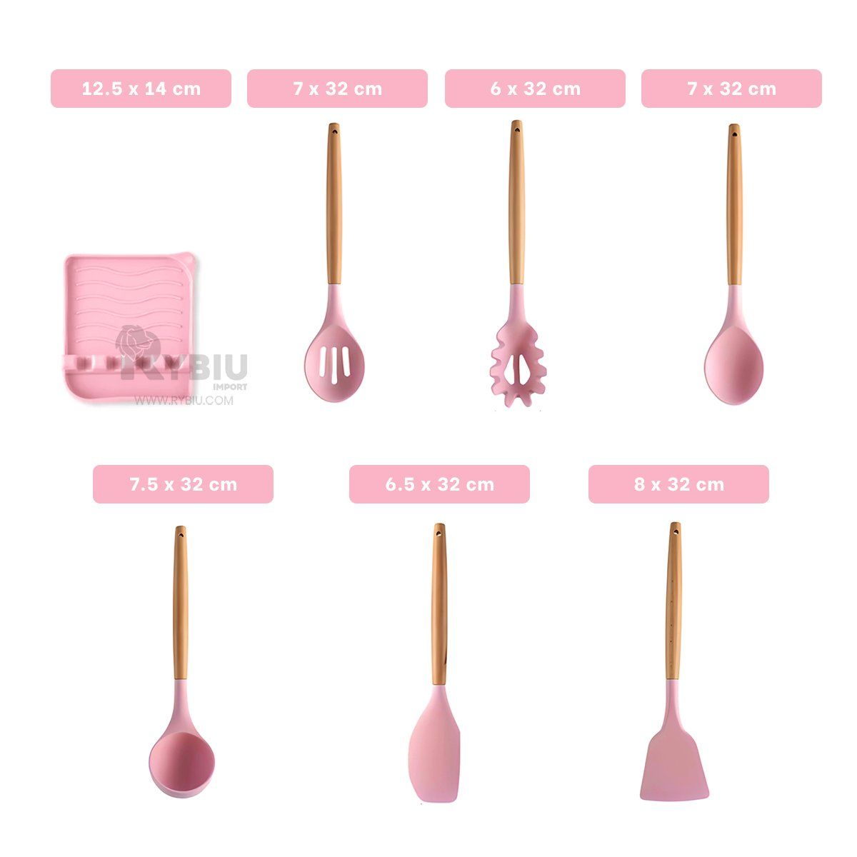 RYBIU IMPORT - Combo de Espatula de Siliciona en Rosado Y+Regalo Stickers