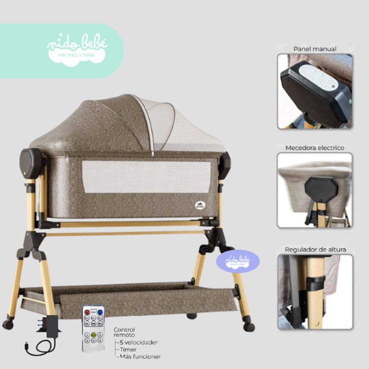 GENERICO - Cuna Colecho de bebe GIO ENVER BEIGE