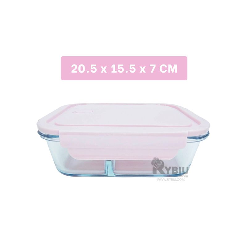 RYBIU IMPORT - Envase para Llevar Comida en Rosado Y+Banderitas Adhesivas