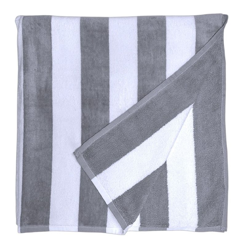 GENERICO - Toalla de Playa Gris con Blanco 90cm x 180cm
