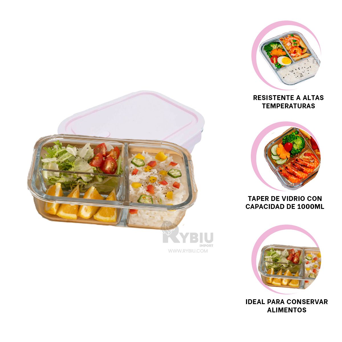 GENERICO - Recipiente Ideal de 3 Partes en Rosado Y+Gift MiniAgenda