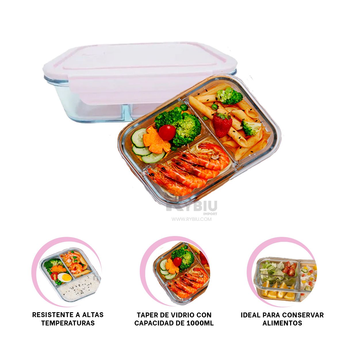 GENERICO - Recipiente Optimo en Color Rosado Y+Regalo Stickers